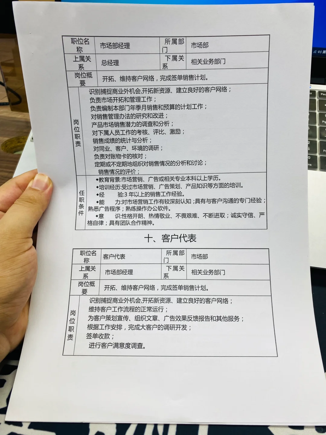 公司各岗位职责说明书