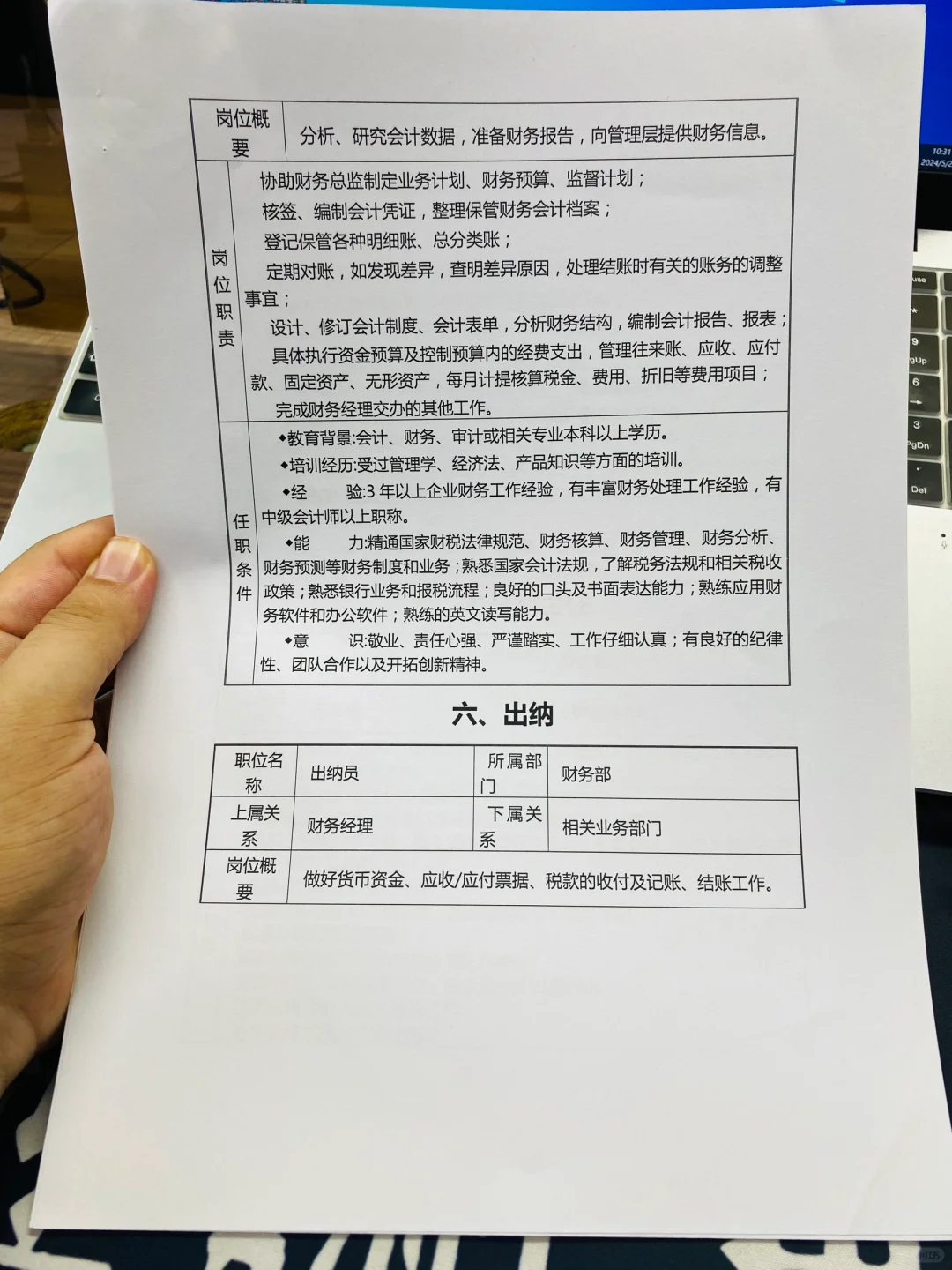 公司各岗位职责说明书