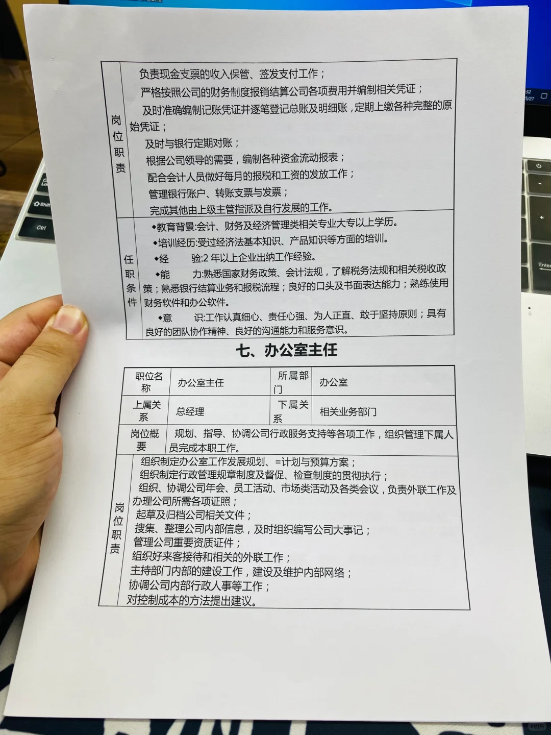 公司各岗位职责说明书