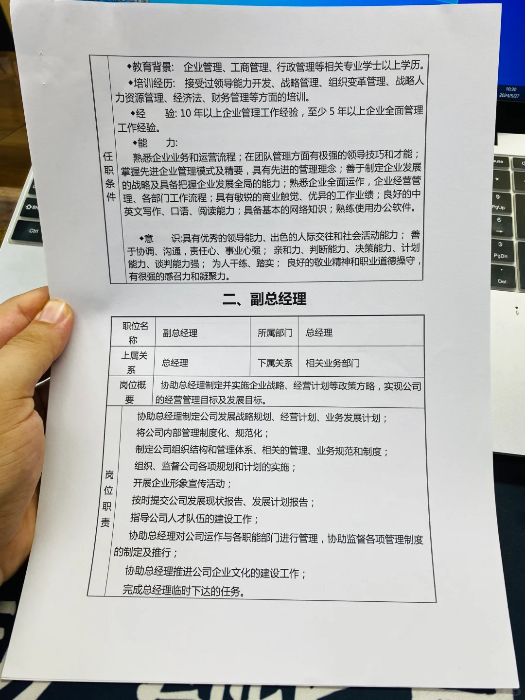 公司各岗位职责说明书