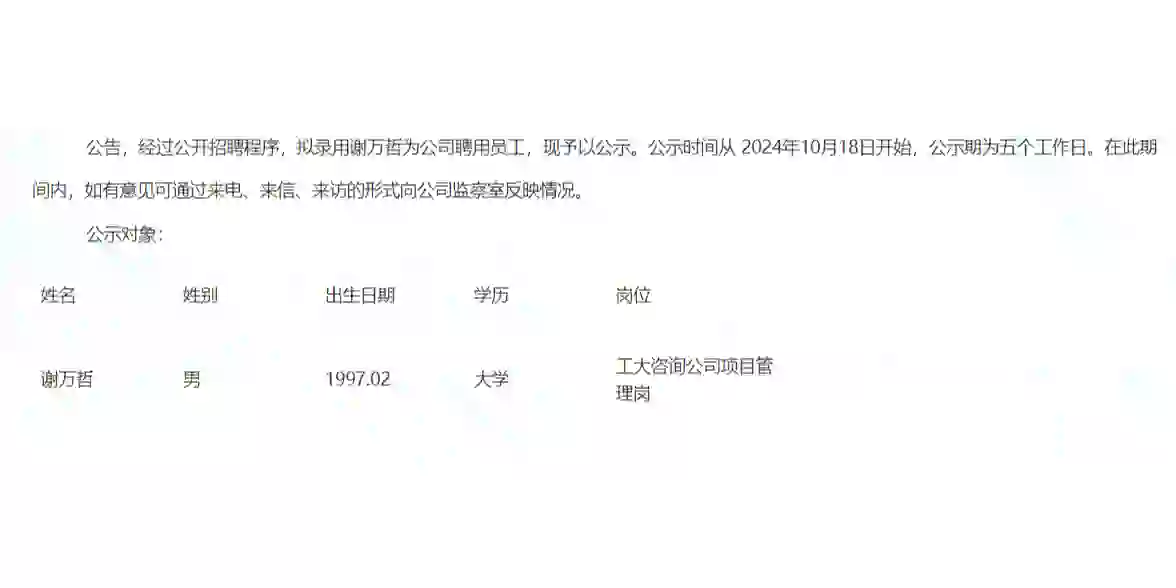 1027-2福建省工大工程设计公司招聘结果公示