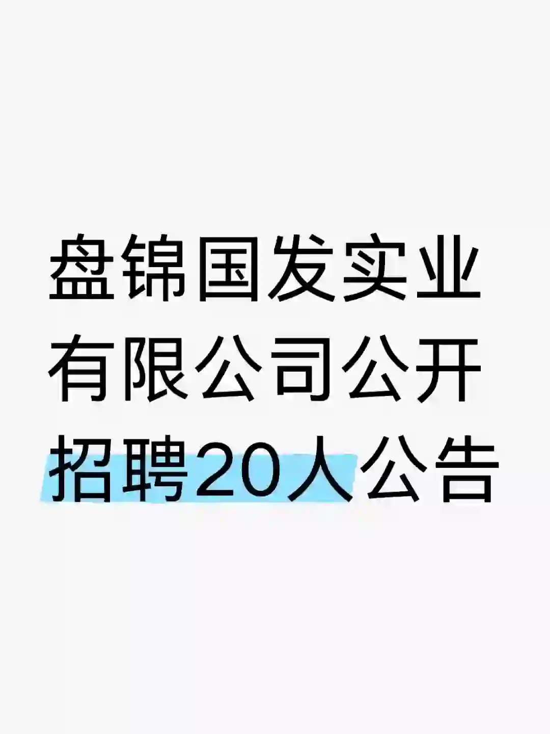 盘锦国发实业有限公司公开招聘20人公告