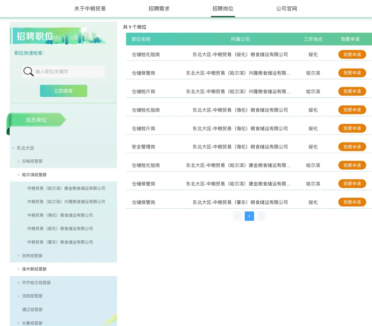 [五险二金]中粮贸易黑龙江省招聘31个岗位
