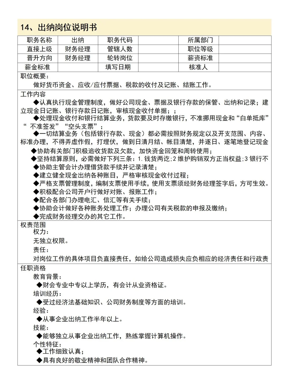 人事总监 耗时7天 整理出来的岗位说明书