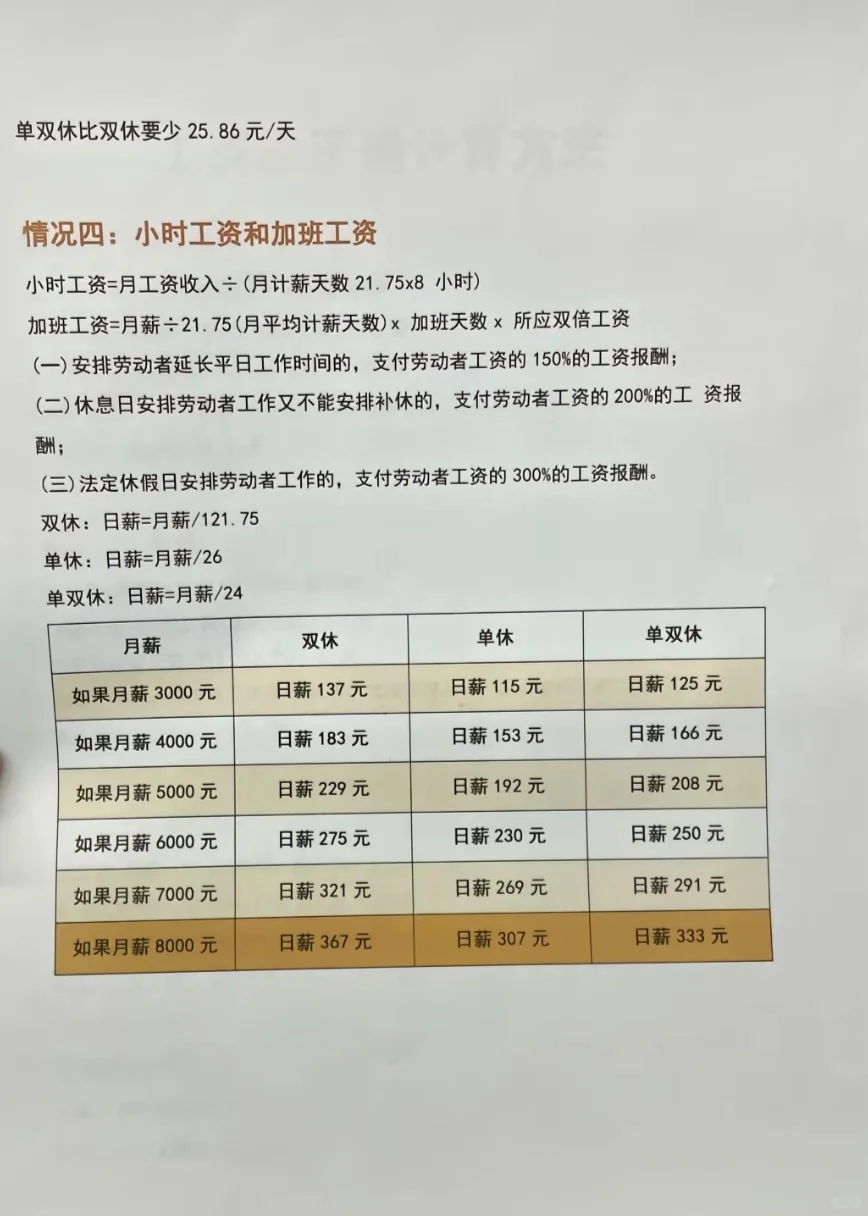 工资的正确计算方式