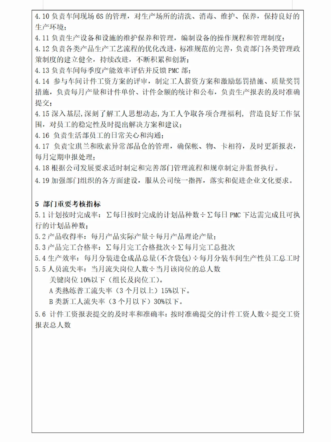 公司各部门架构、职责和各岗位说明书