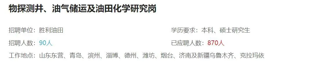胜利油田公司岗位分配