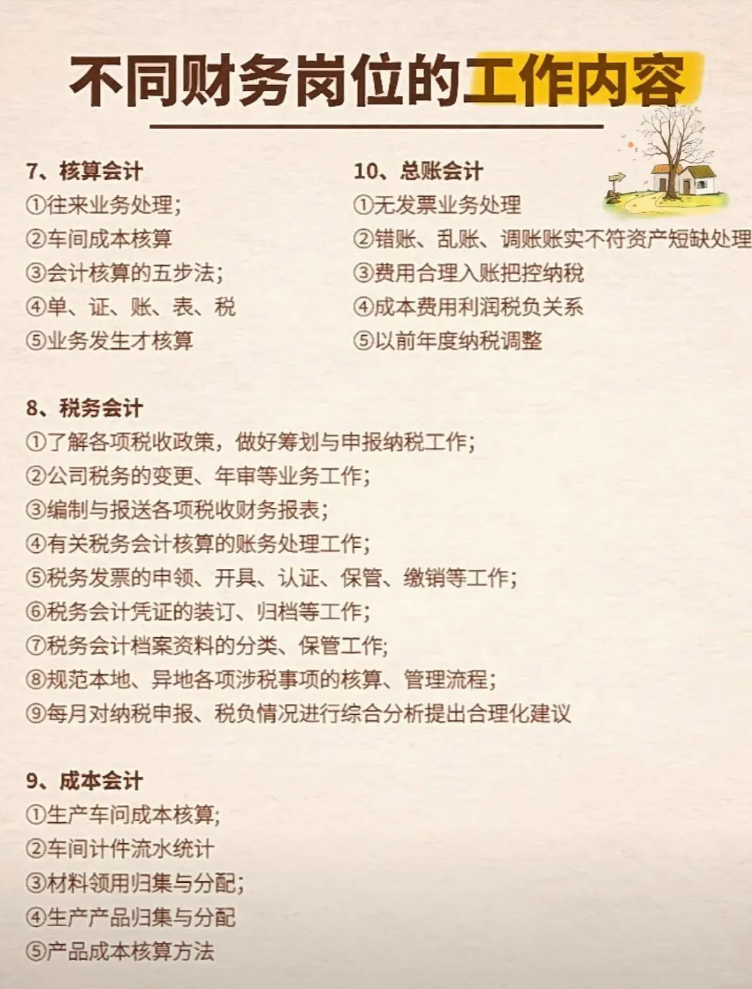 不同财务岗位的工作内容！