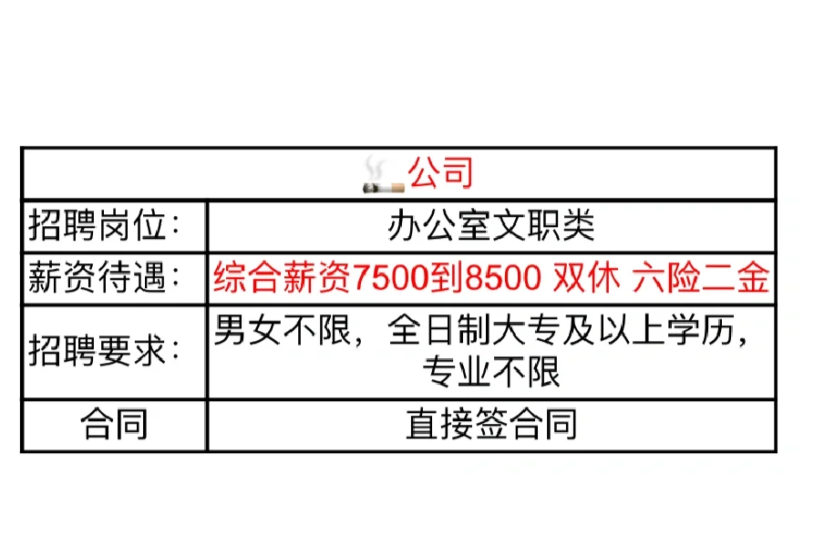 🚬公司 急招