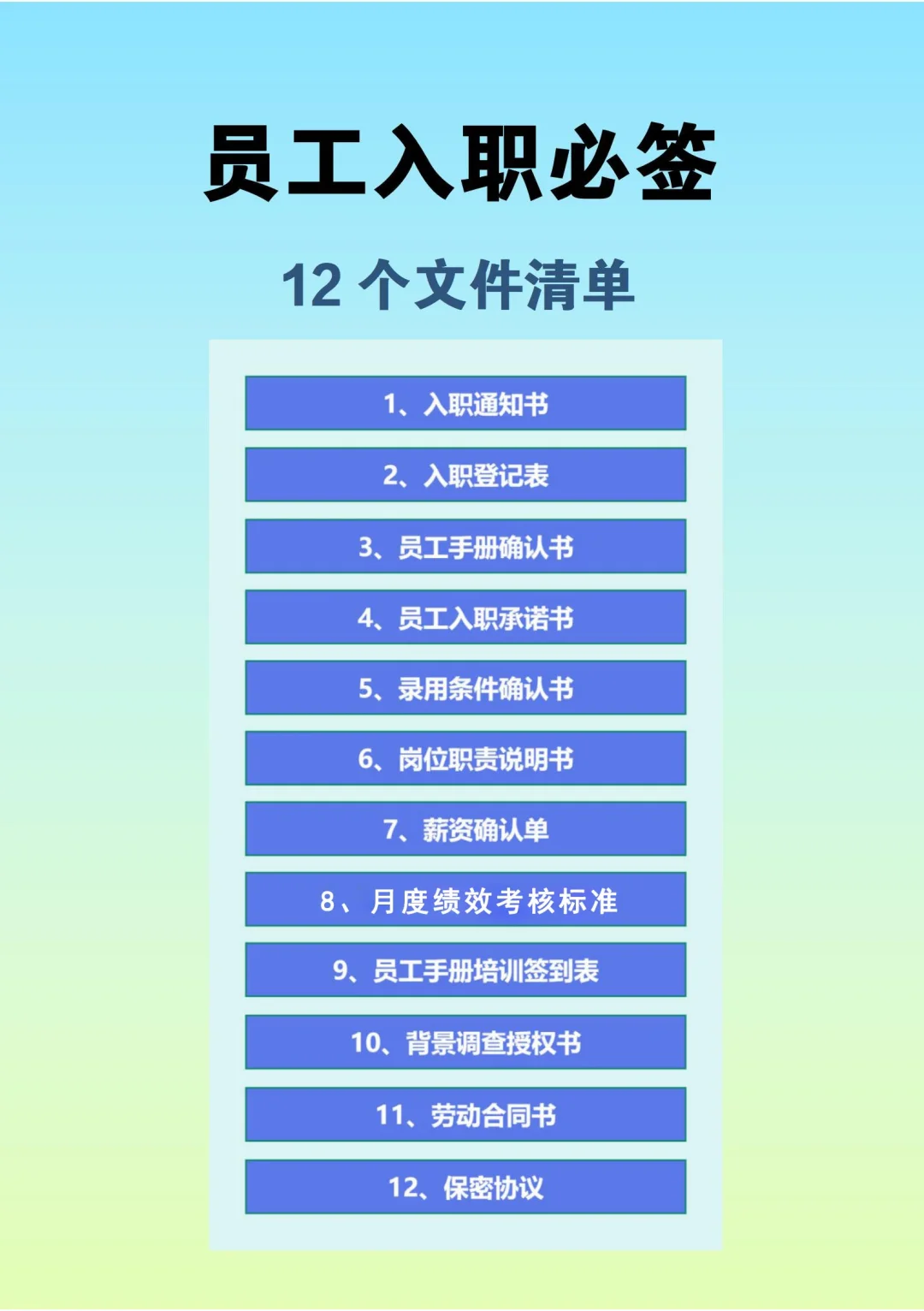 [27]员工入职必签文件清单|HR一定注意‼️