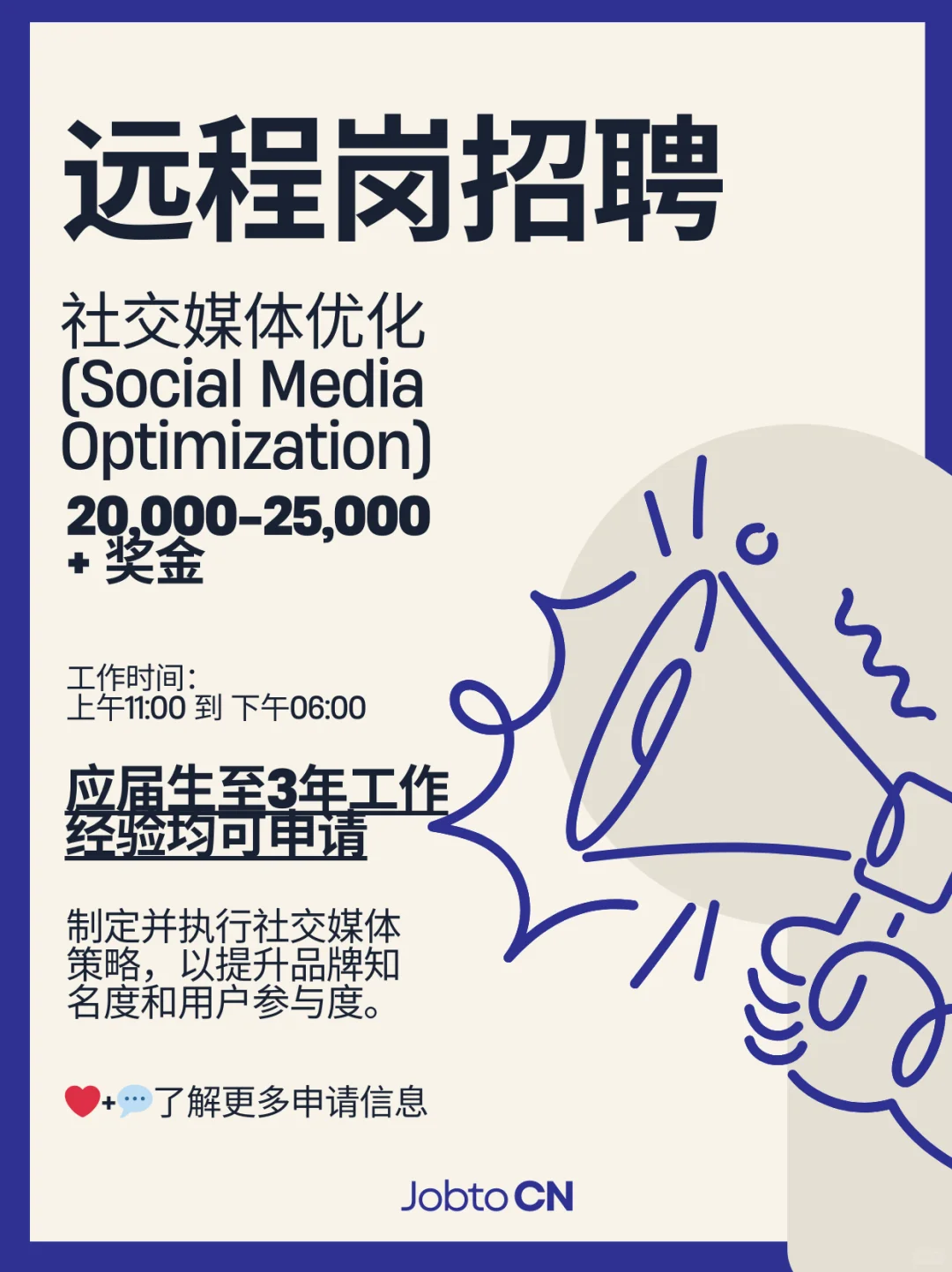 📣 远程工作招聘 社交媒体优化岗位