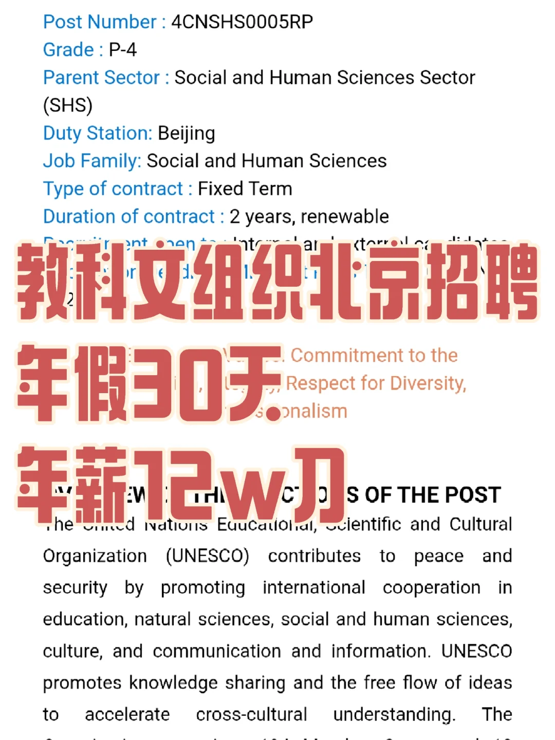 年薪12w刀|年假30天|教科文北京招聘