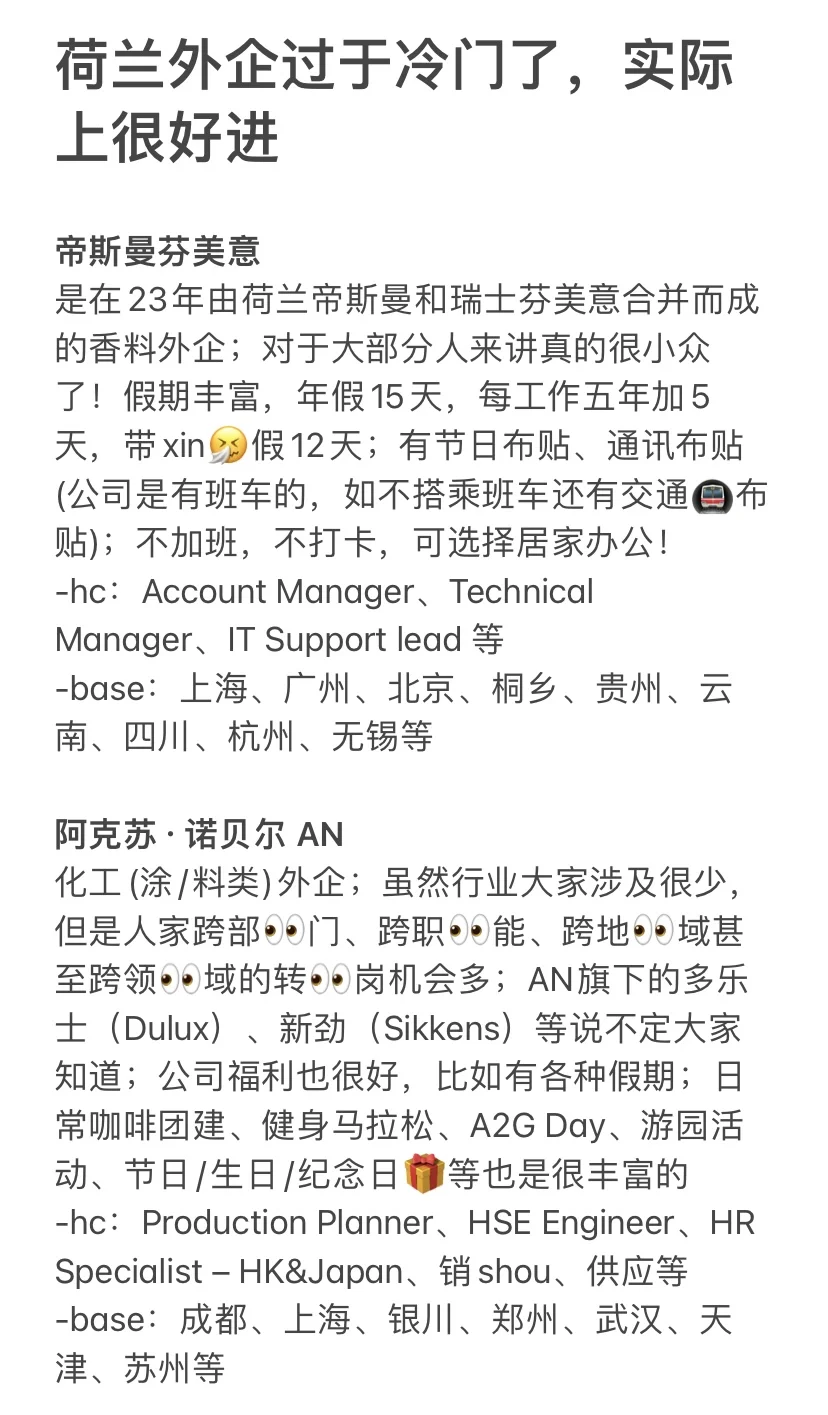 荷兰外企过于冷门了，实际上很好进