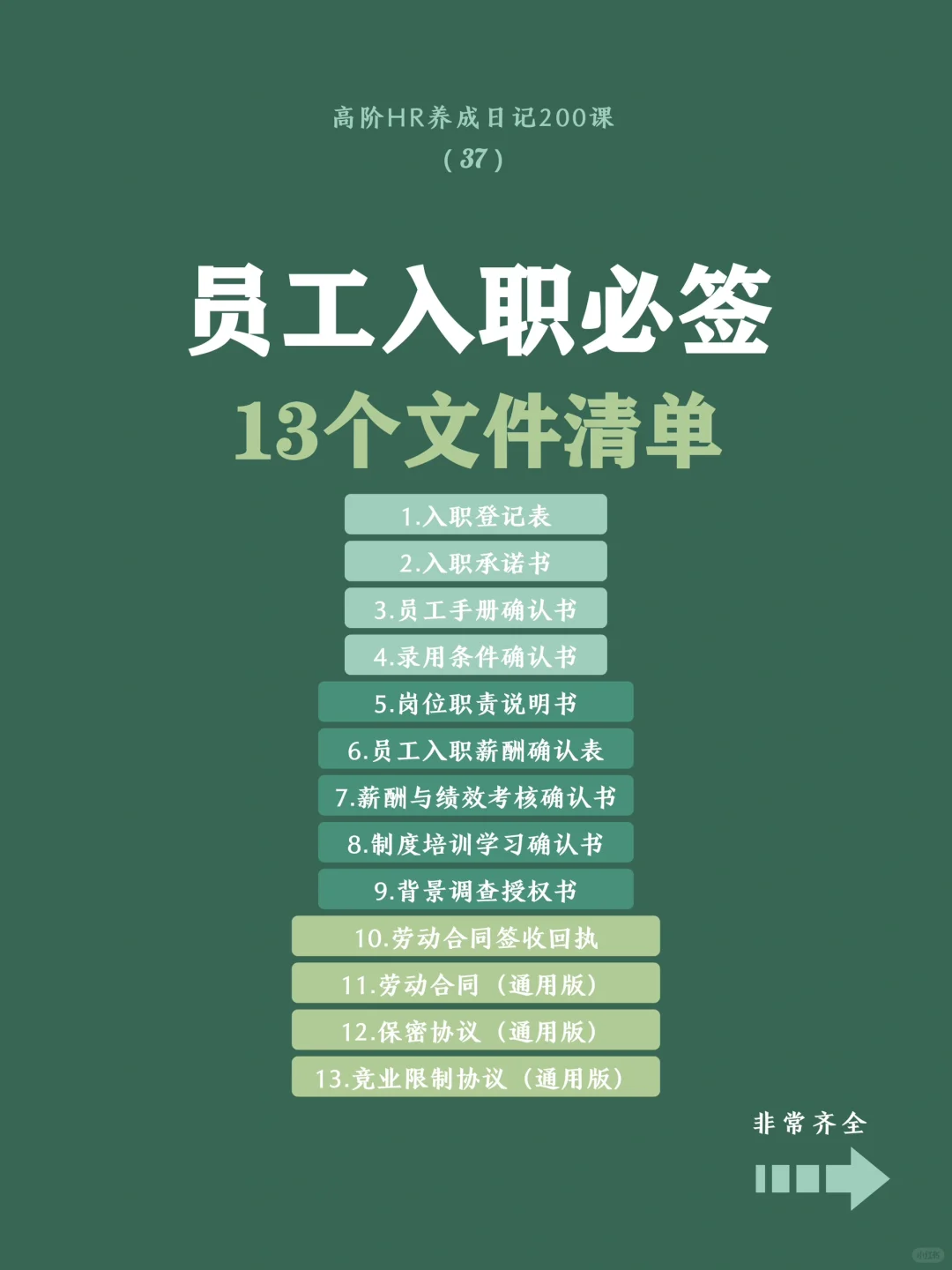 HR必备：新员工入职必签13个文件清单！
