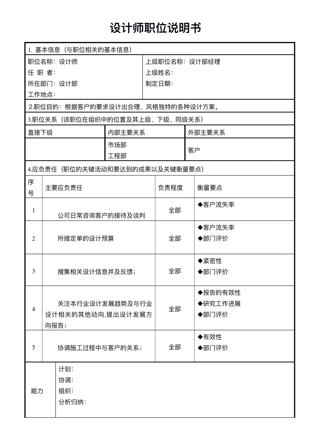 公司部门职能说明