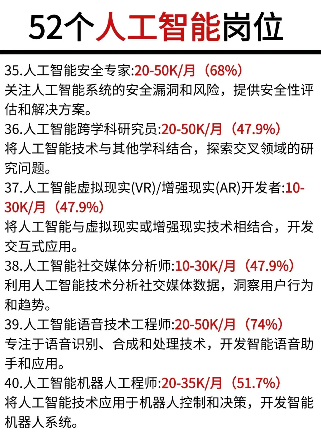 人工智能最常见的52个相关岗位！