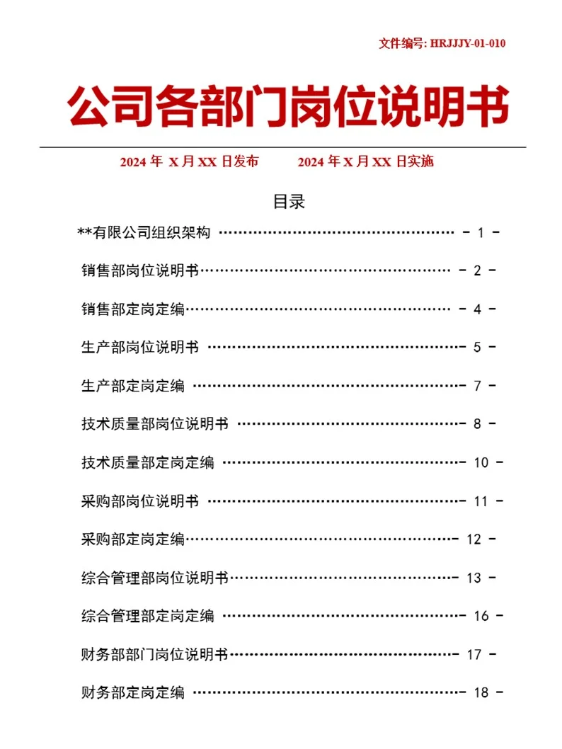 公司各部门岗位说明书，简直太详细了👍️