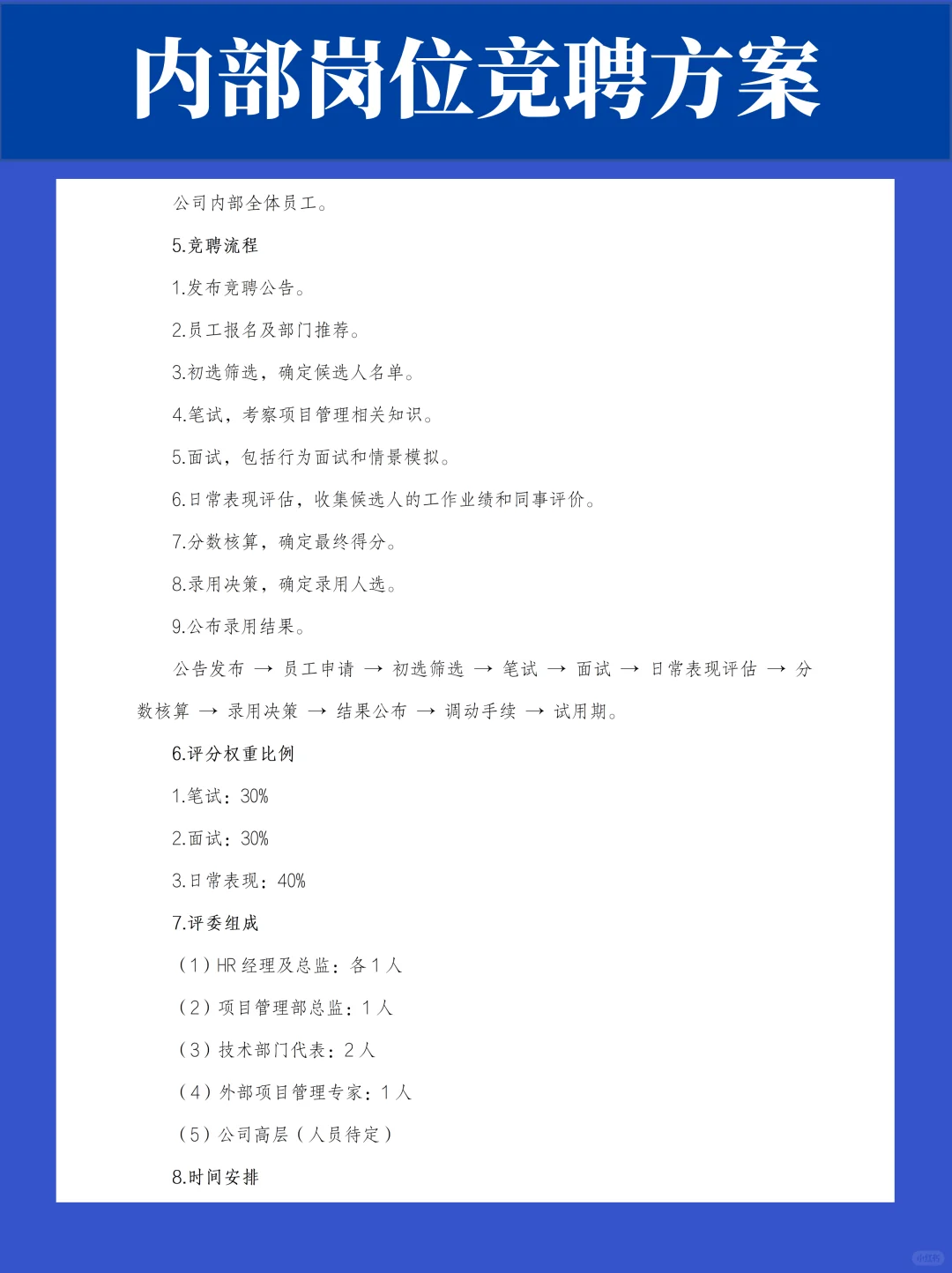 公司内部岗位竞聘方案