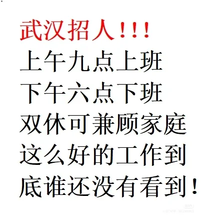 武汉急缺！！！直接上岗，小白可教！