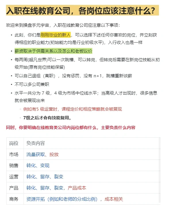 入职在线教育公司，各岗位应该注意什么？
