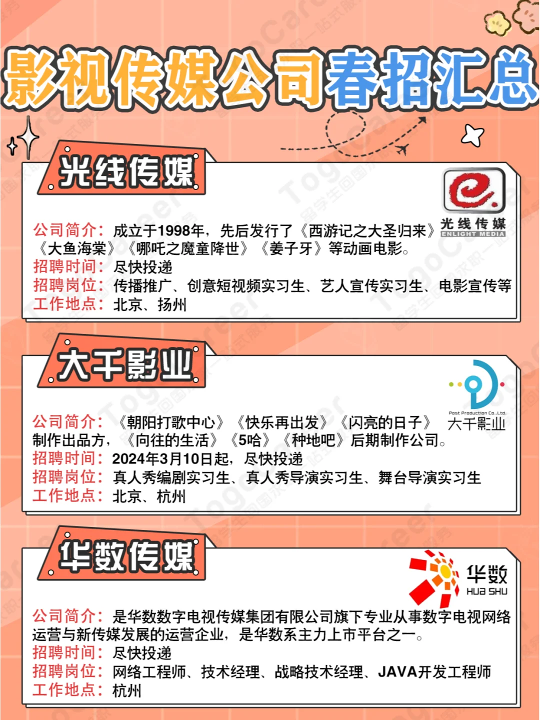 2024春招｜影视传媒公司岗位汇总🔥
