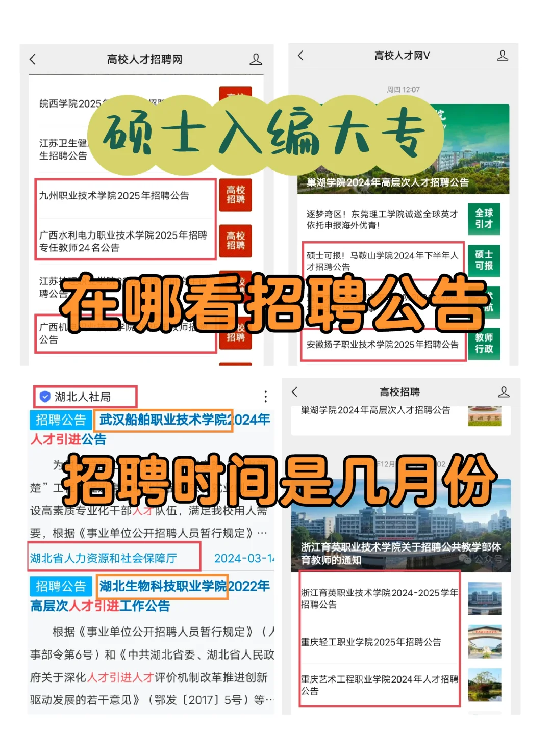 硕士入编大专✅招聘公告在哪找，招聘时间是
