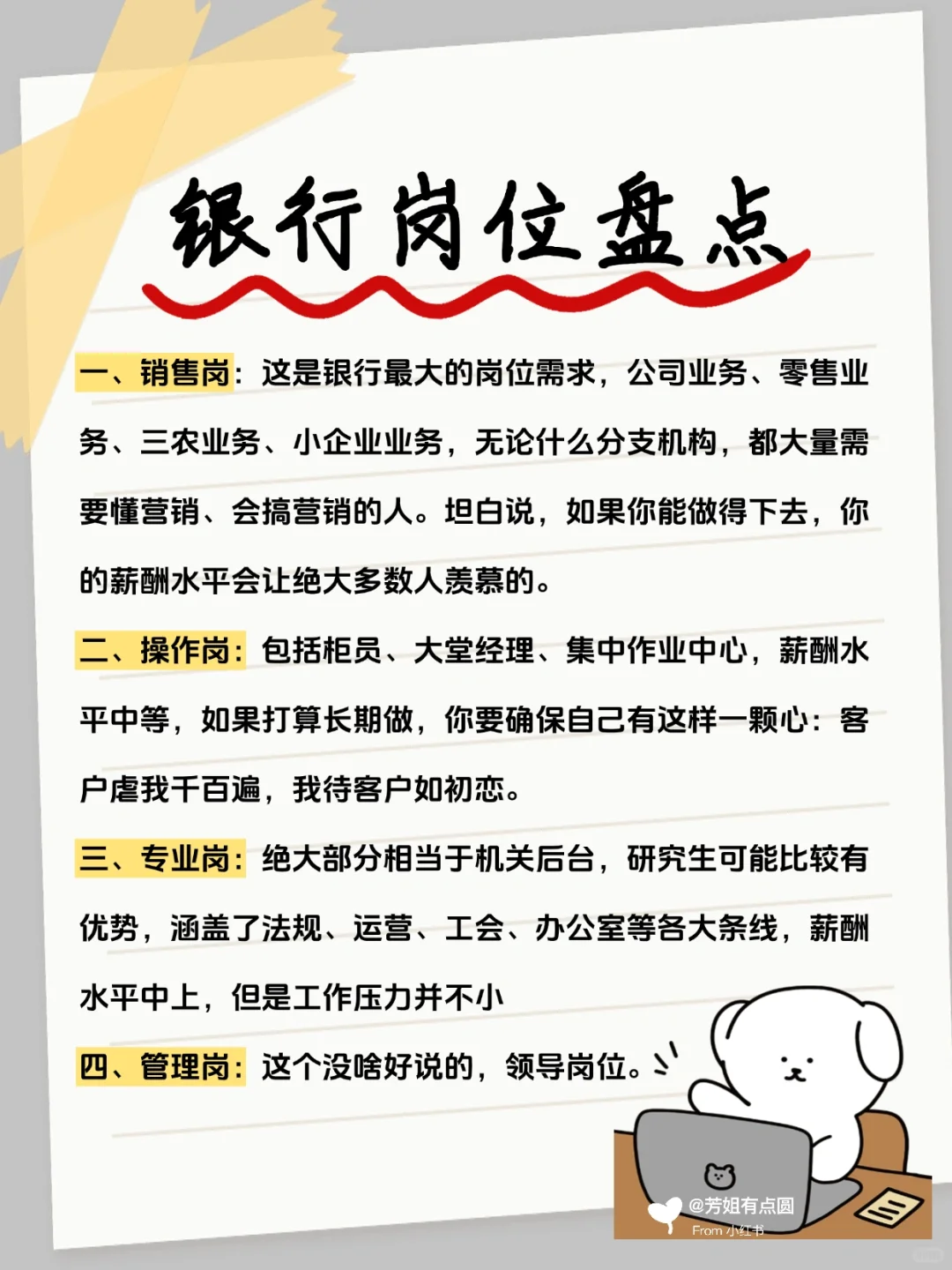 银行里的工作岗位盘点