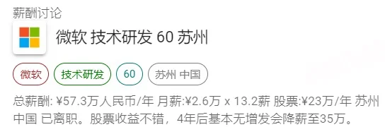 微软公司技术研发岗职级与薪资一览！