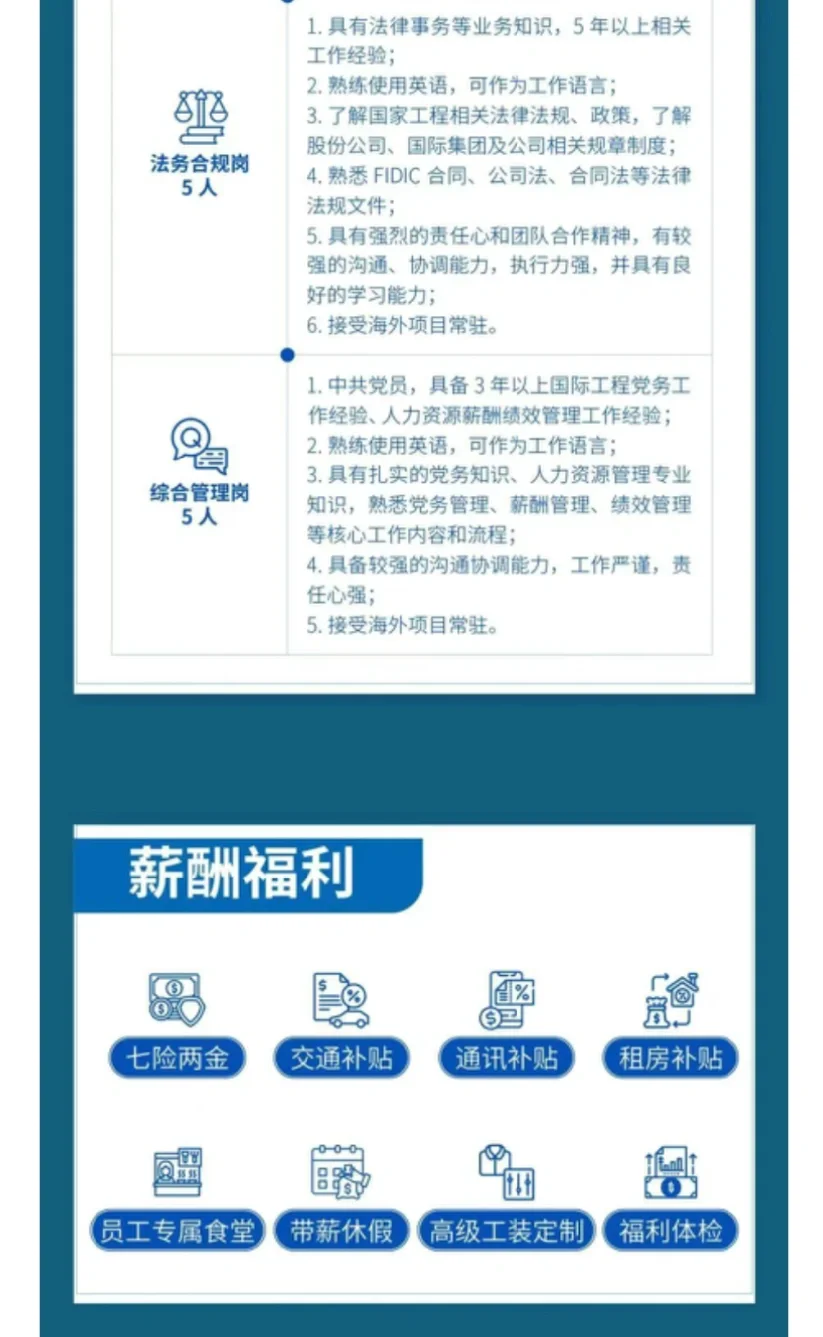 中国能建国际工程公司海外项目社会招聘