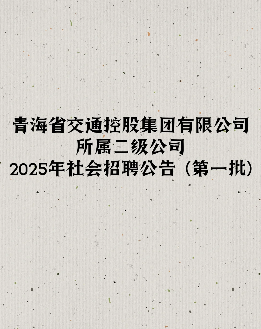 省交通控股集团所属二级公司25年社会招聘