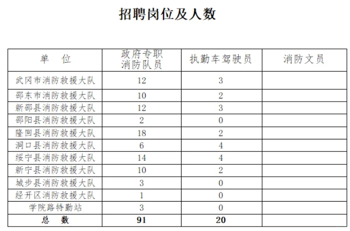 邵阳消防救援支队政府专职消防员招聘111人