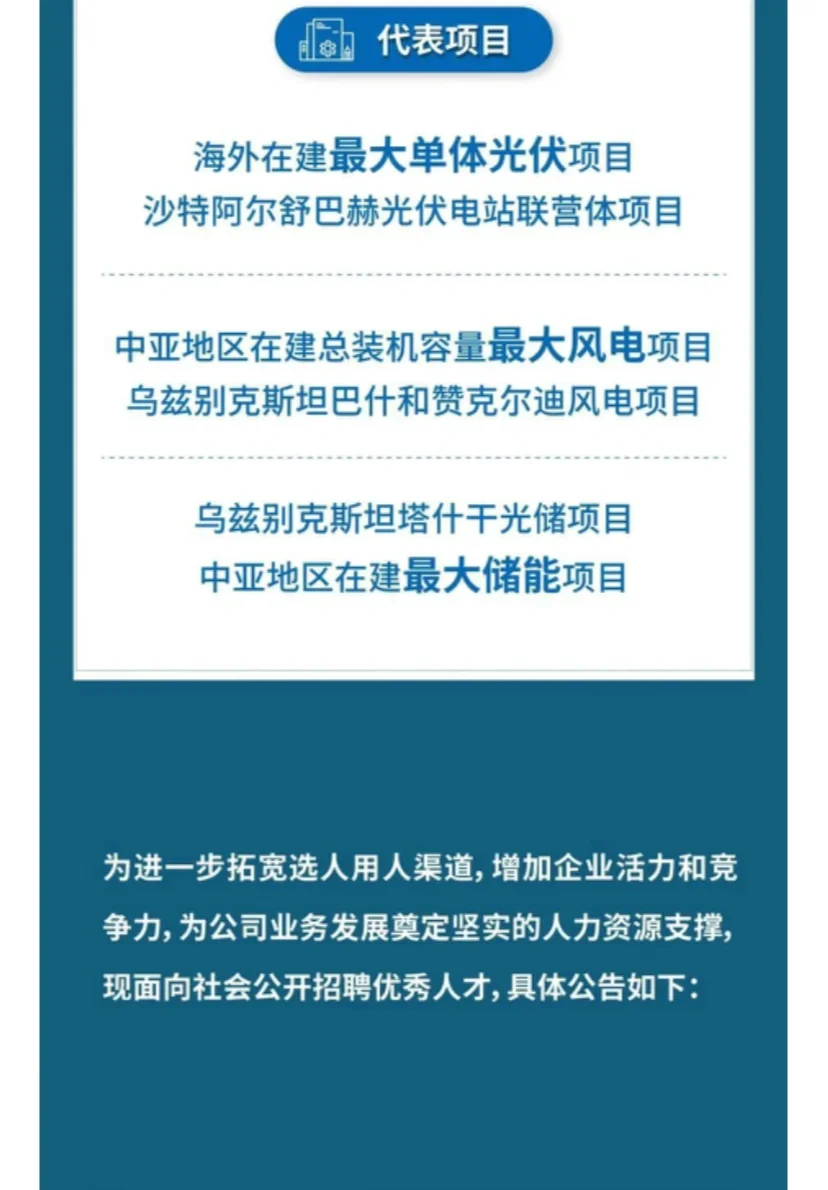 中国能建国际工程公司海外项目社会招聘