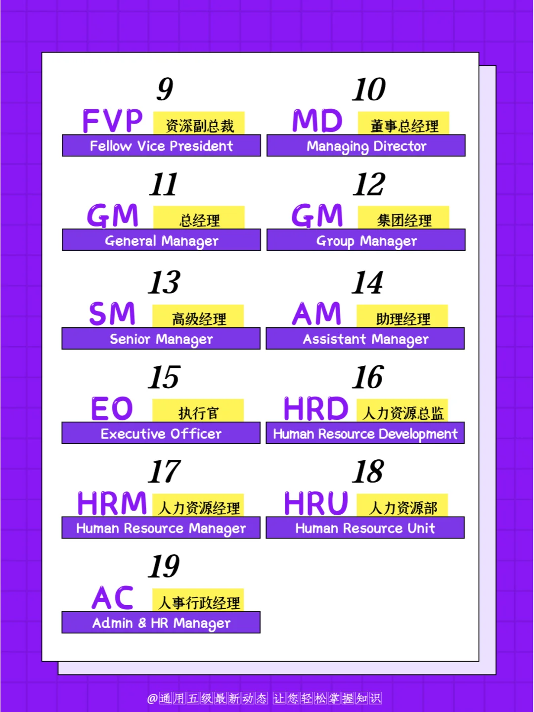 巧背单词丨公司各职位英文