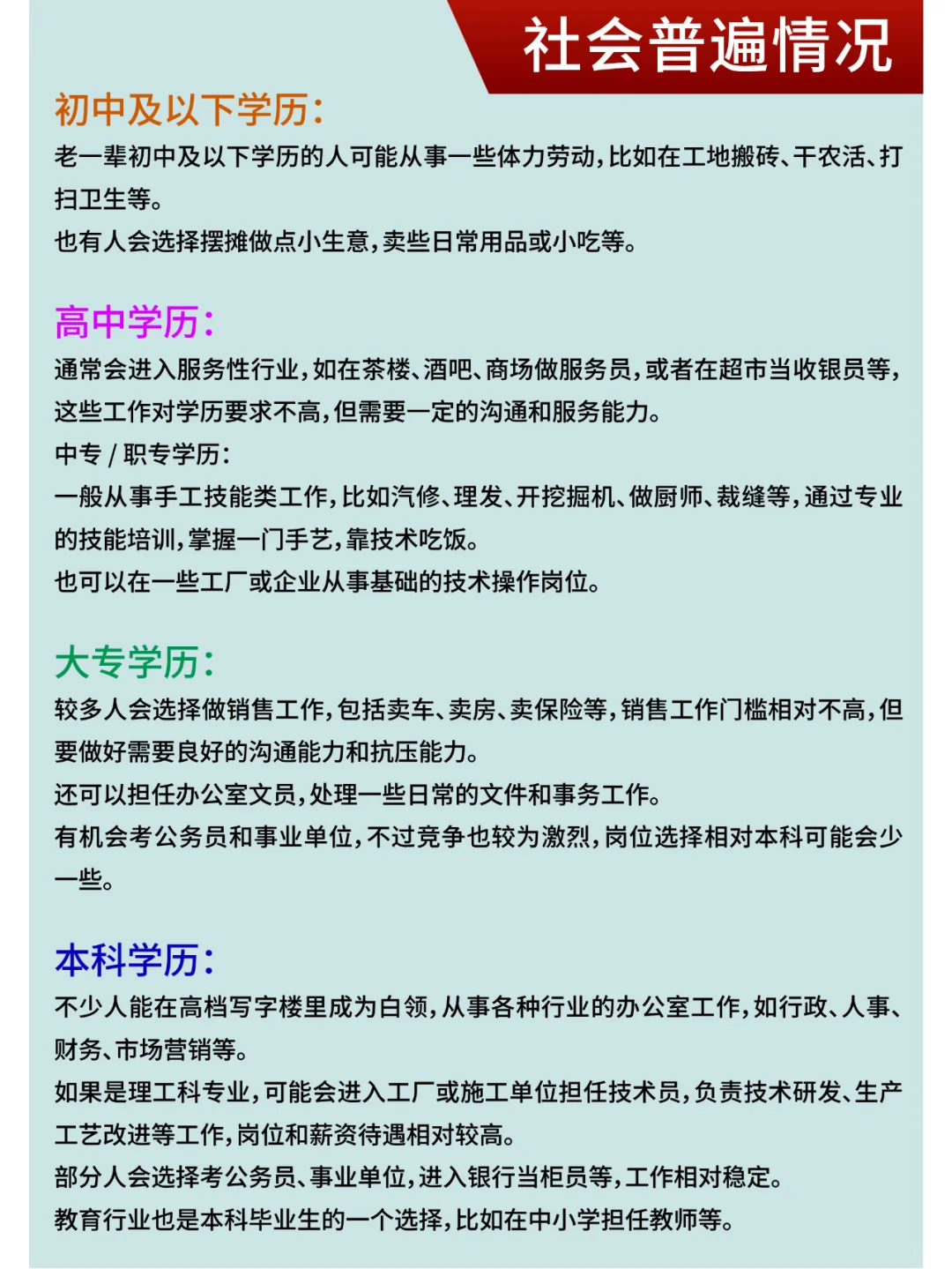 不同学历在干什么工作？学历歧视存不存在？