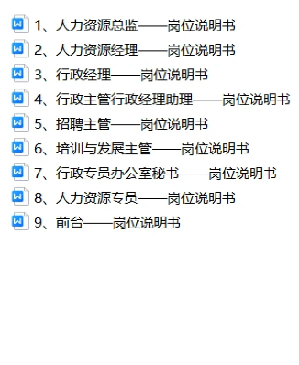 各部门各岗位职责说明