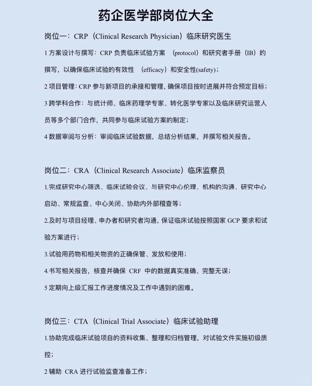 药企医学部岗位大全🌈🌈