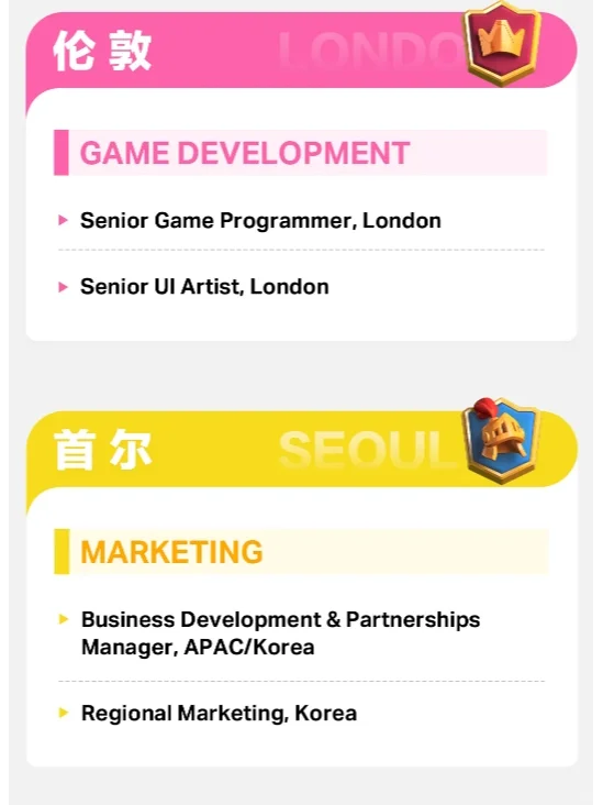 芬兰移动游戏公司Supercell岗位招聘