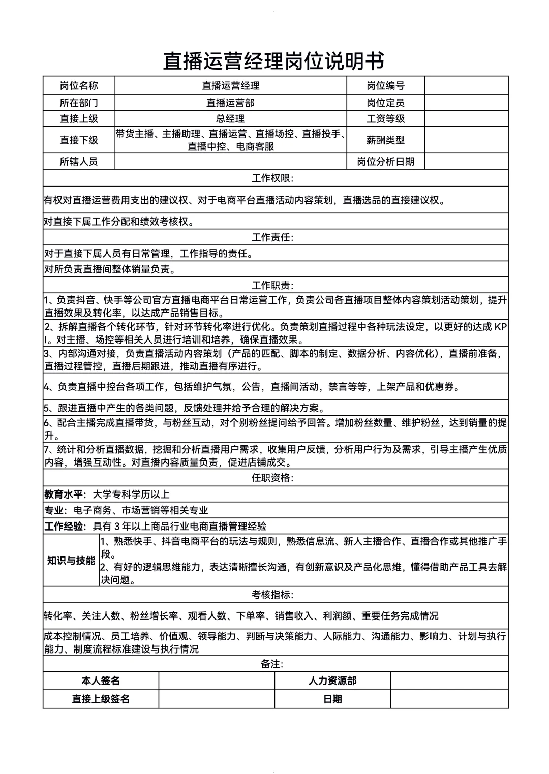 新媒体运营岗位说明书