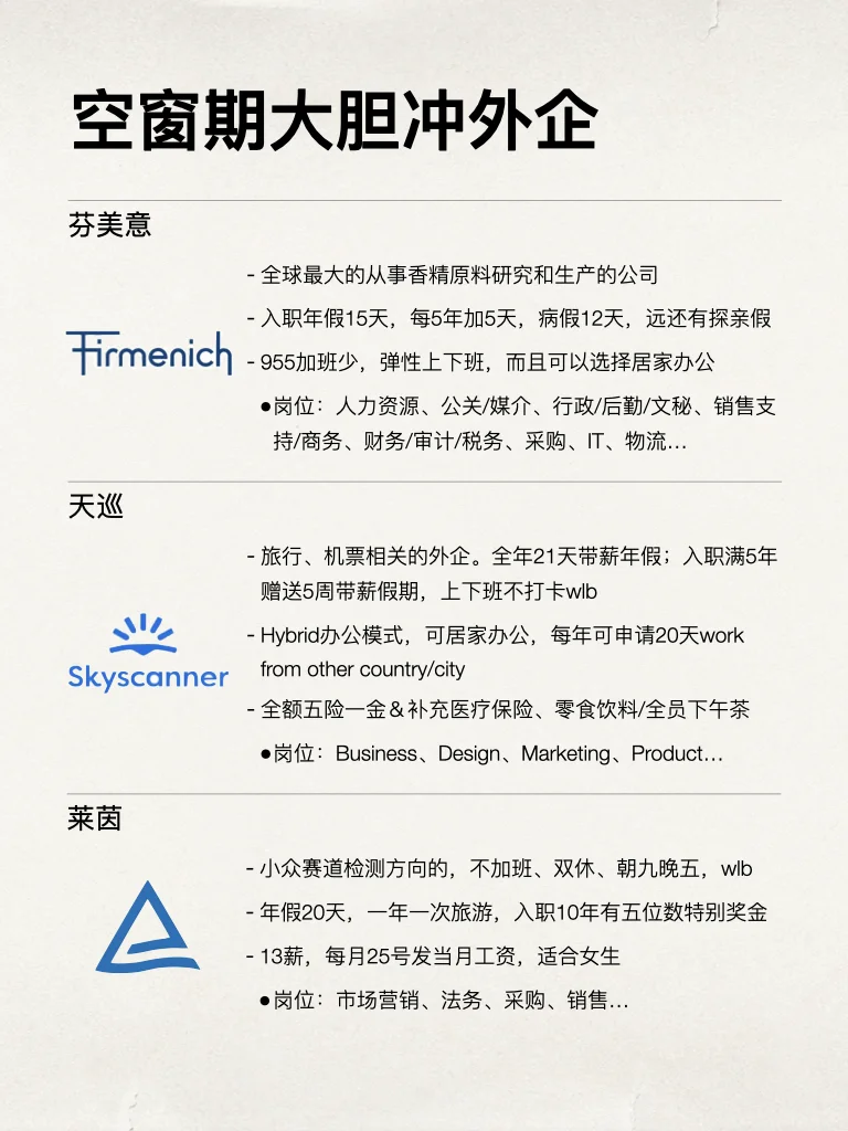 空窗期大胆投外企！不要再错过好工作了