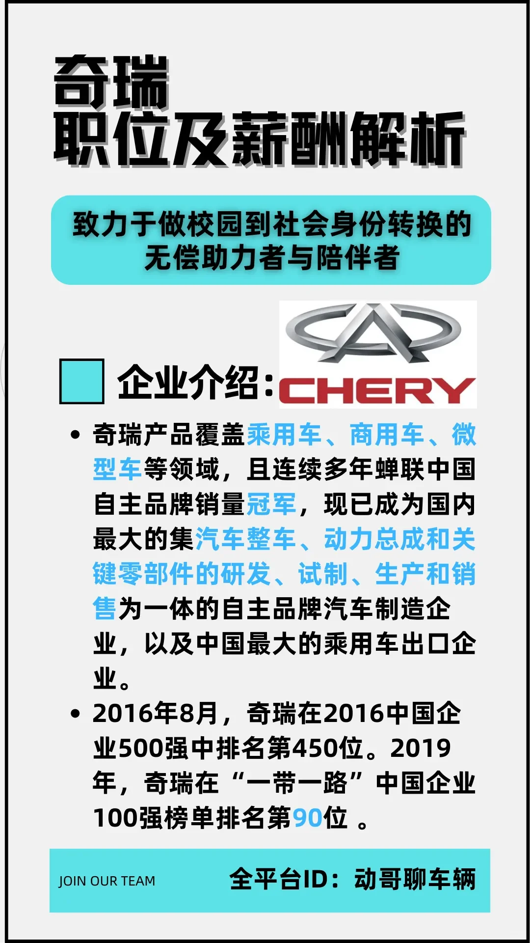 奇瑞汽车职位及薪酬解析