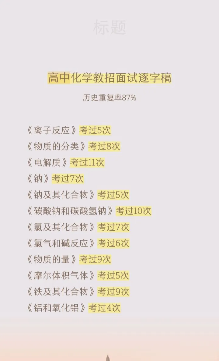 最后提醒高中化学教师招聘的人 背完上岸