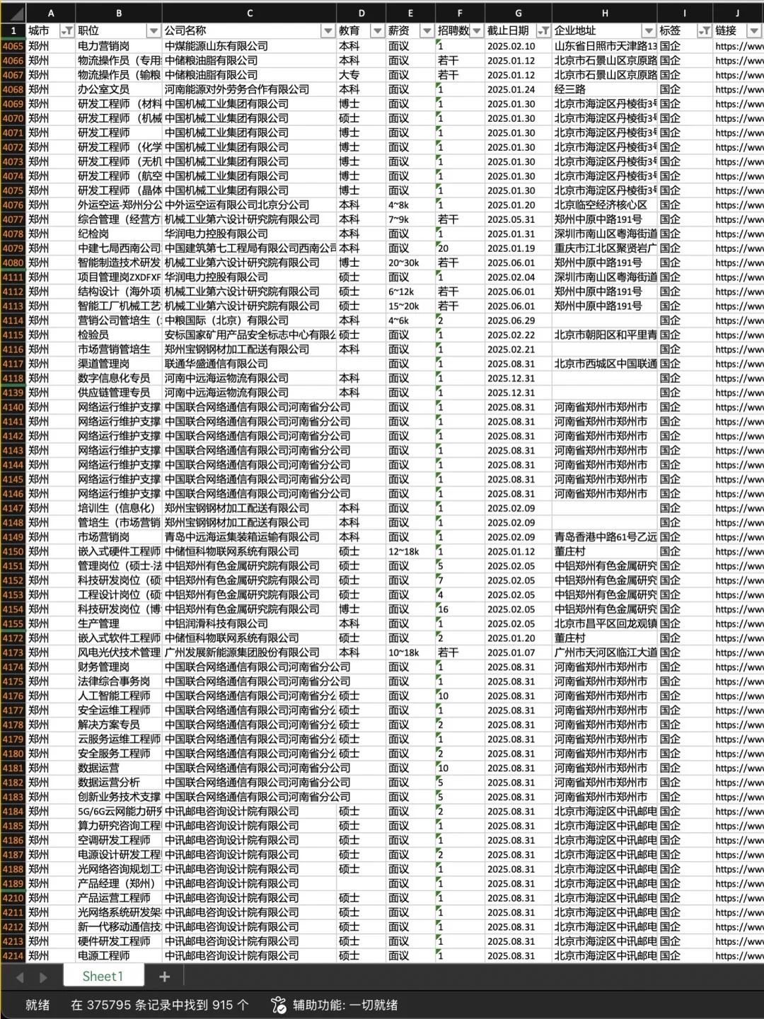 1.19 郑州央企、国企、事业编工作信息差