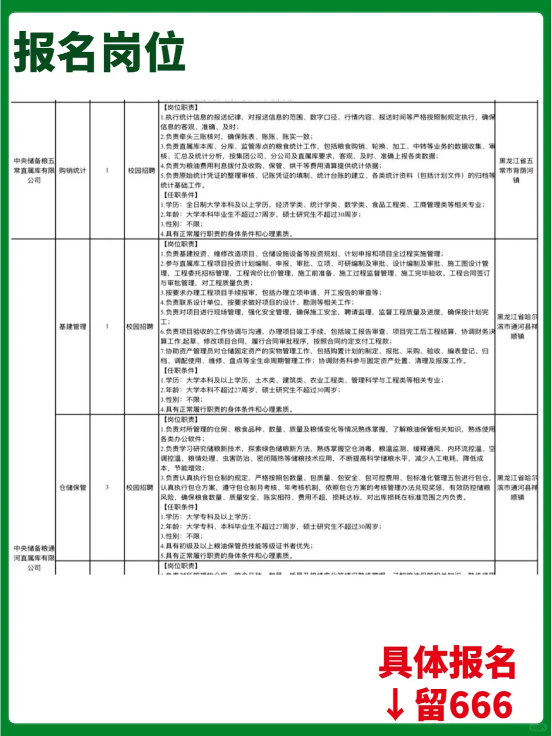 中储粮黑龙江分公司25年度招聘