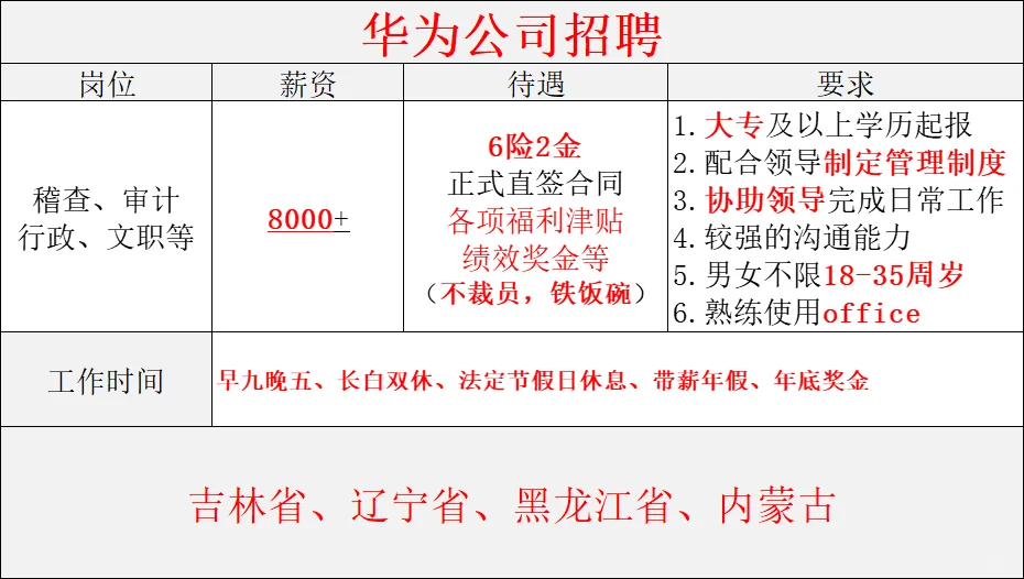 华为集团急招正式工！！