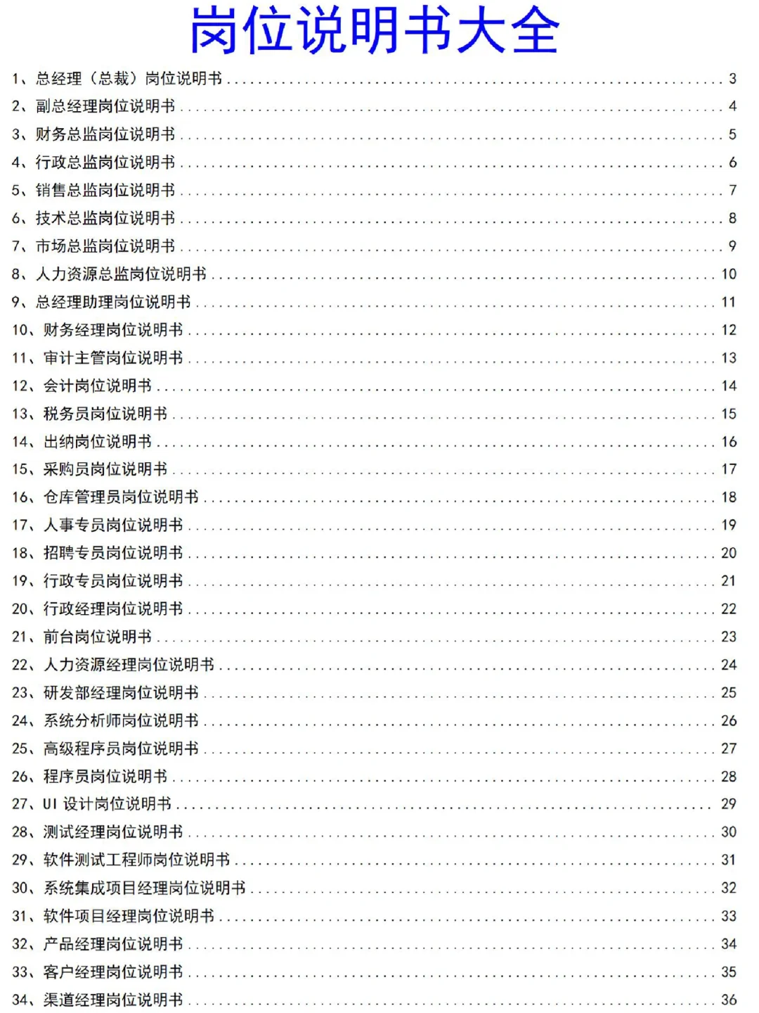 好全面的岗位说明书！建议HR来看