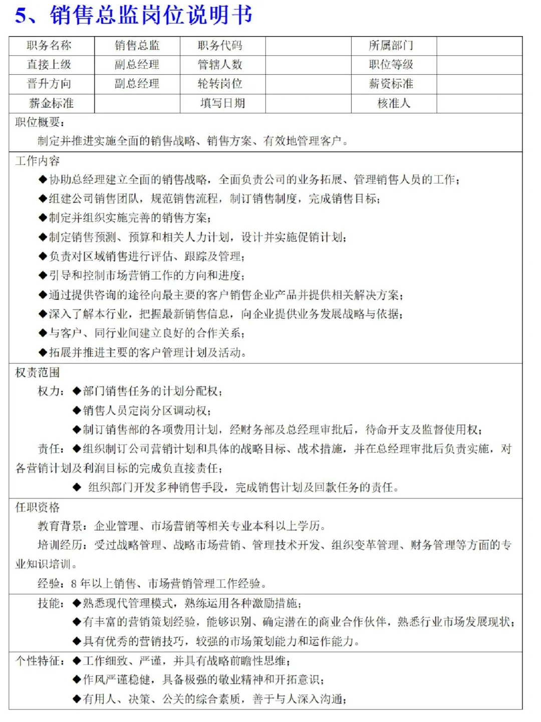 好全面的岗位说明书！建议HR来看