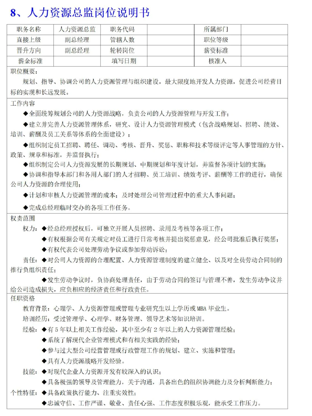 好全面的岗位说明书！建议HR来看