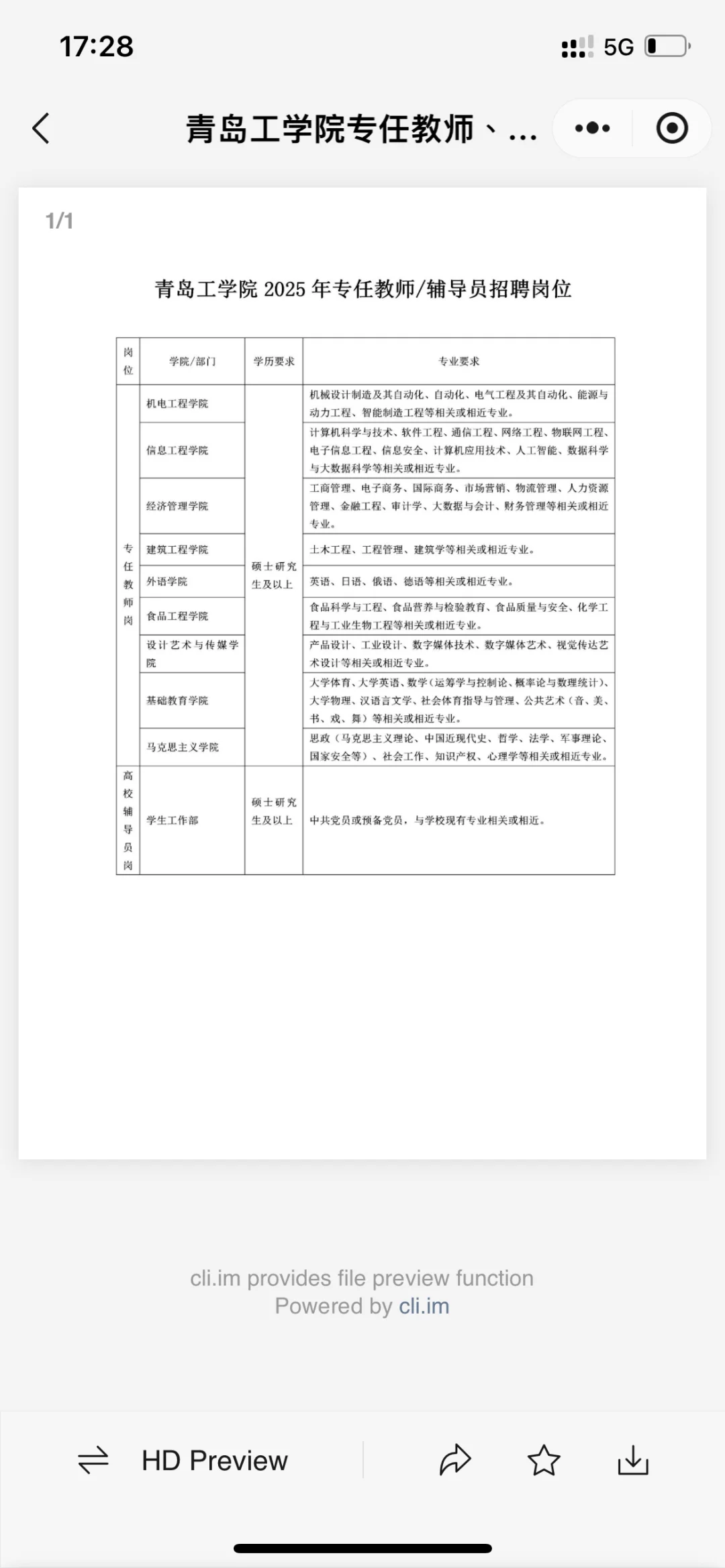 青岛工学院招聘已开，硕士辅导员岗有机会