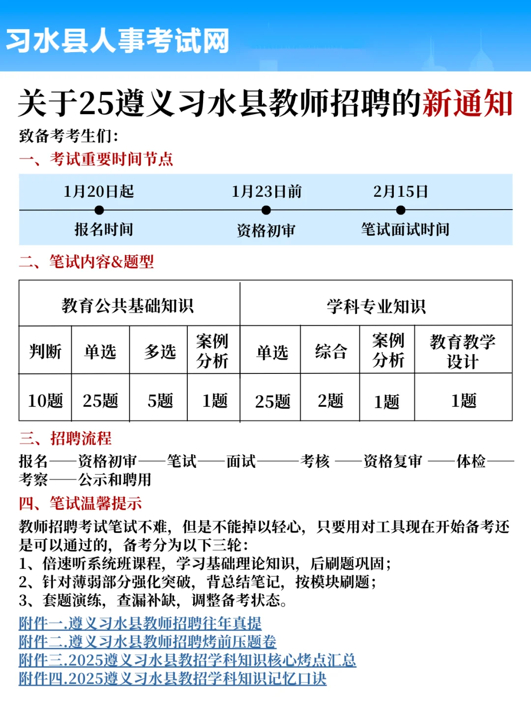 2.15遵义习水县教师招聘考刚出啦抓紧背稳了