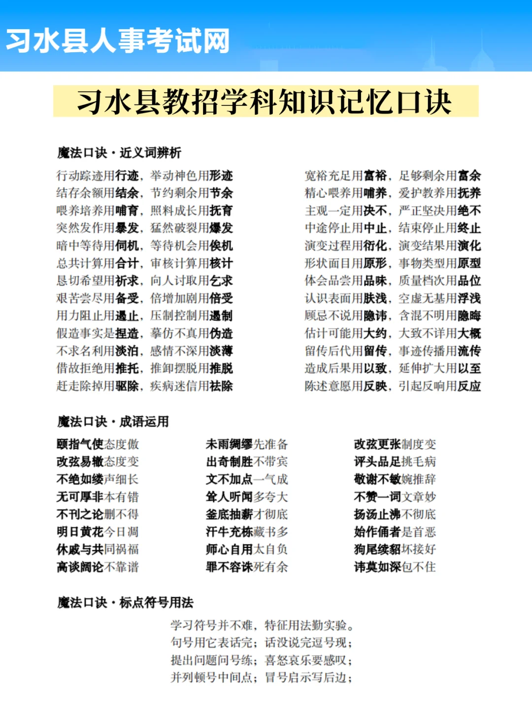 2.15遵义习水县教师招聘考刚出啦抓紧背稳了